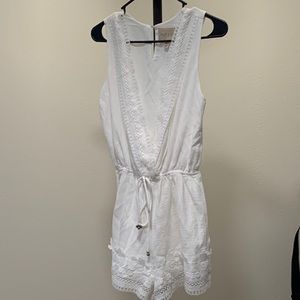 White Cotton and Lace Romper